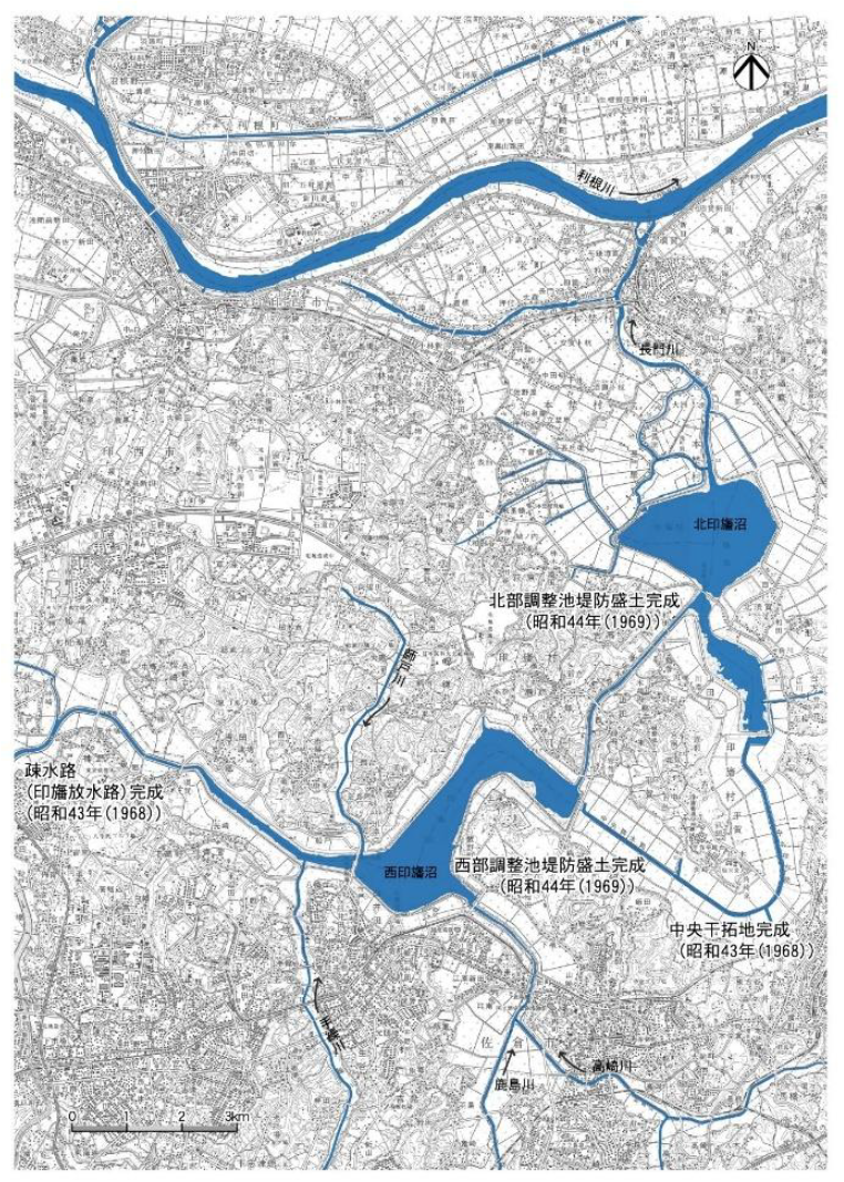 第2.2図　「印旛沼開発事業」後の印旛沼の形状