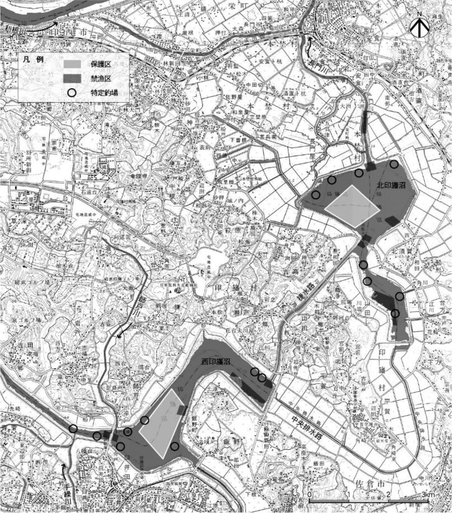 第2.4図　印旛沼における漁業関連水域